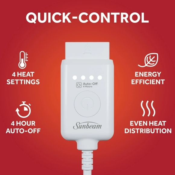 Sunbeam Microplush Sherpa Heated Throw with Storage Bag, Red Plaid - Picture 11 of 14